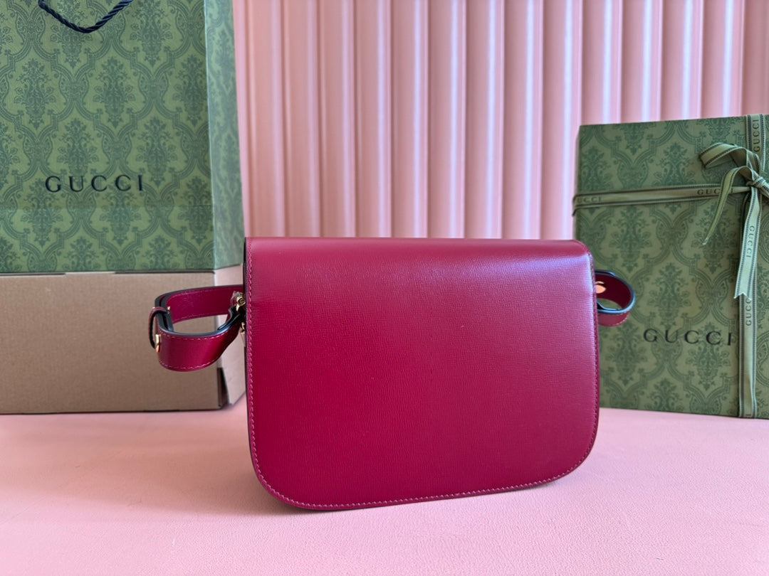 Gucci Horsebit 25 Bag Rosso Ancora Red Leather Canvas 244262 mysite