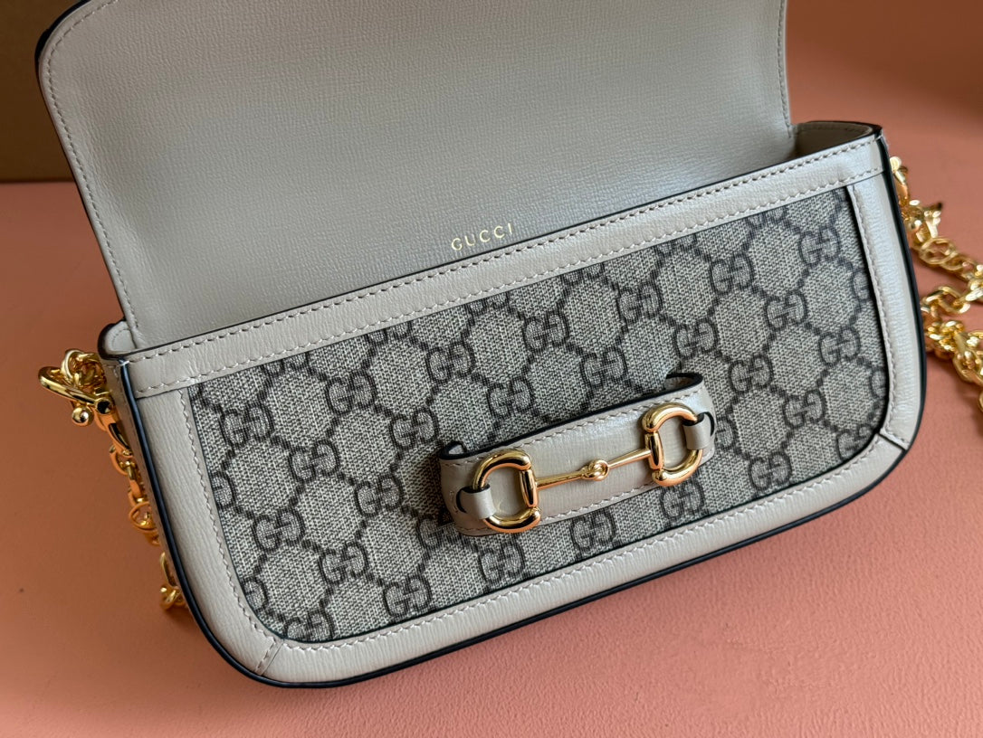 Gucci Horsebit 1995 Bag Ebony mix Beige Canvas 244275 mysite