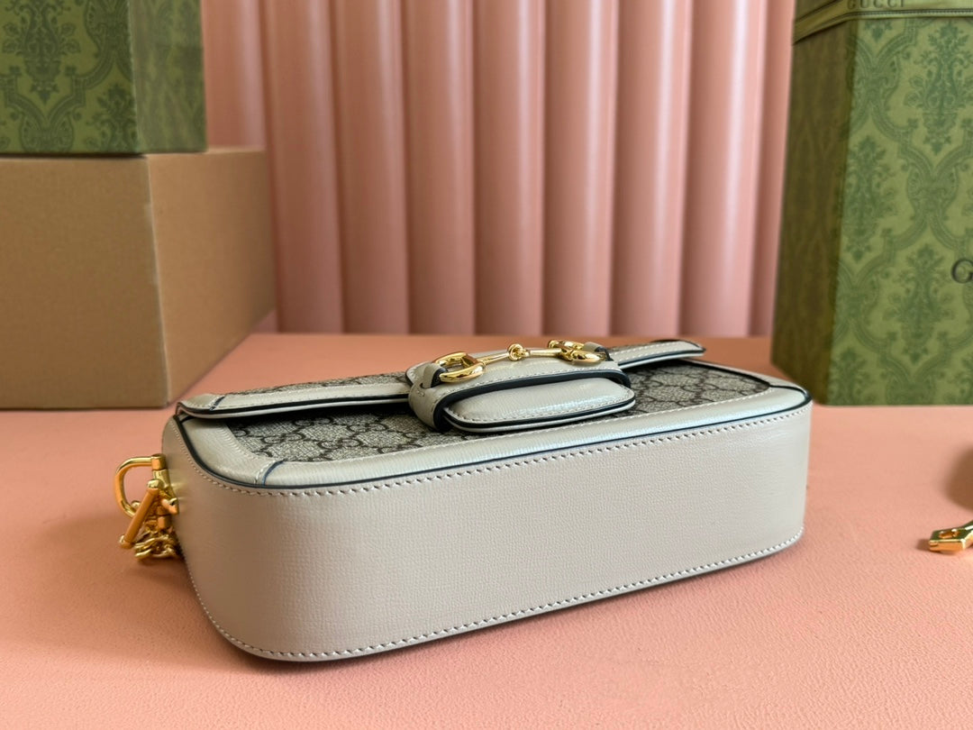 Gucci Horsebit 1995 Bag Ebony mix Beige Canvas 244275 mysite