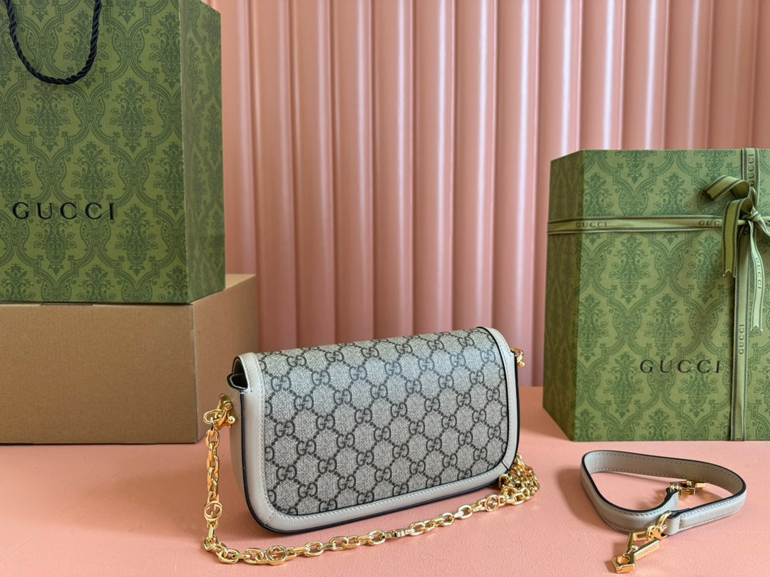 Gucci Horsebit 1995 Bag Ebony mix Beige Canvas 244275 mysite