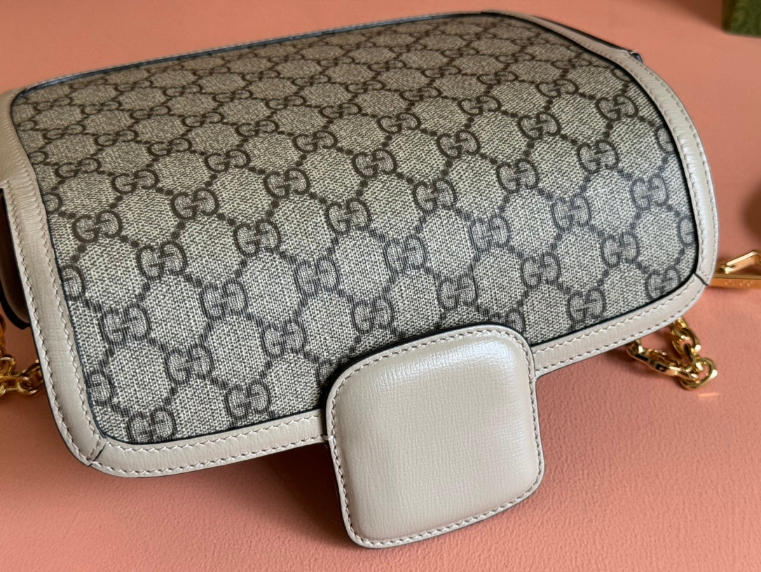 Gucci Horsebit 1995 Bag Ebony mix Beige Canvas 244275 mysite