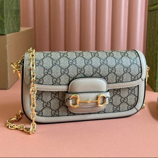 Gucci Horsebit 1995 Bag Ebony mix Beige Canvas 244275 mysite