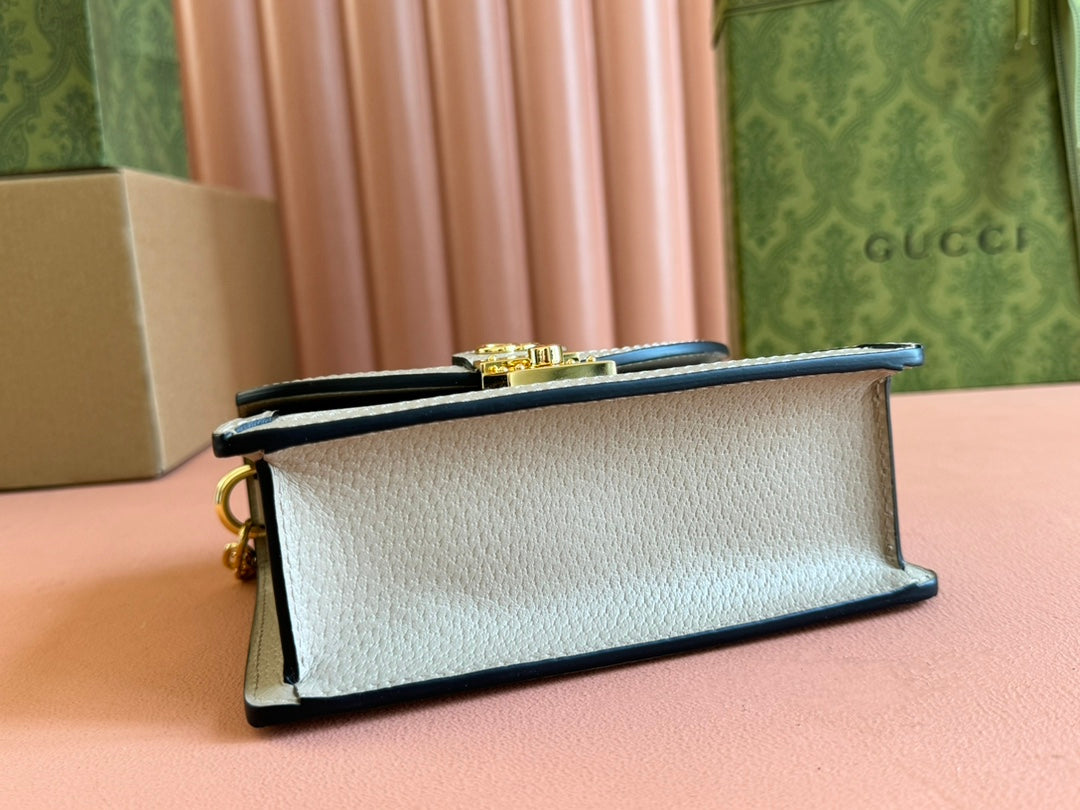 Gucci Ophidia 17.5cm Bag Beige White Canvas Leather 248488 mysite