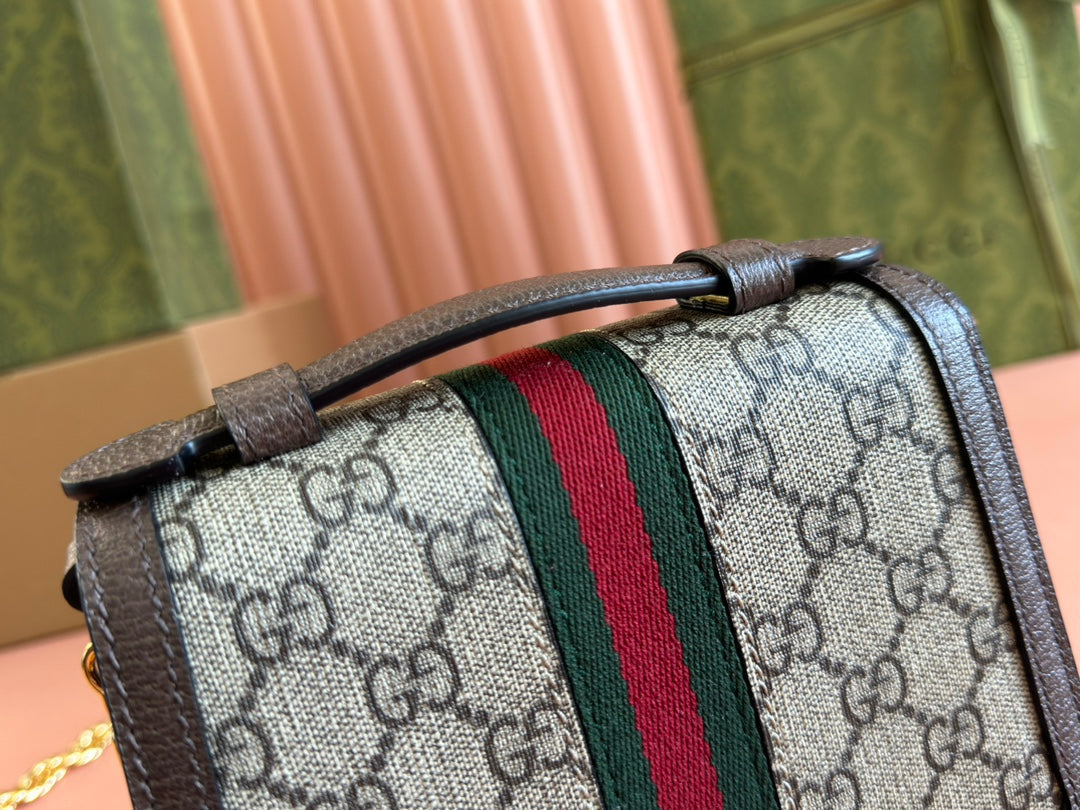 Gucci Ophidia 17.5cm Bag Ebony Brown Canvas Leather 248489 mysite