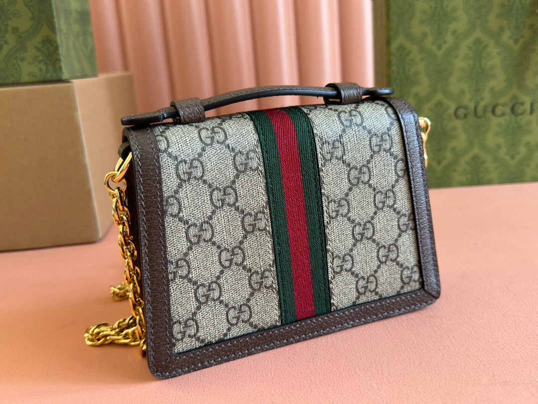 Gucci Ophidia 17.5cm Bag Ebony Brown Canvas Leather 248489 mysite