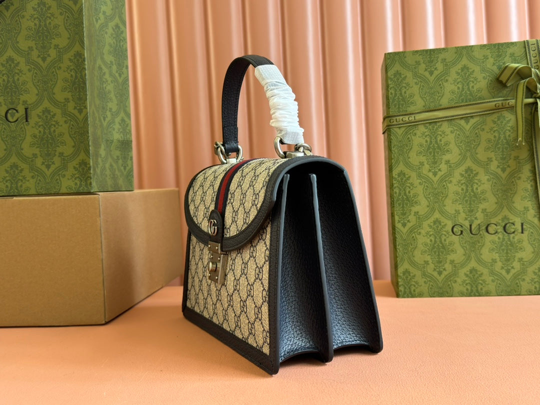 Gucci Ophidia 25cm Bag Ebony Black Canvas Leather 248493 mysite