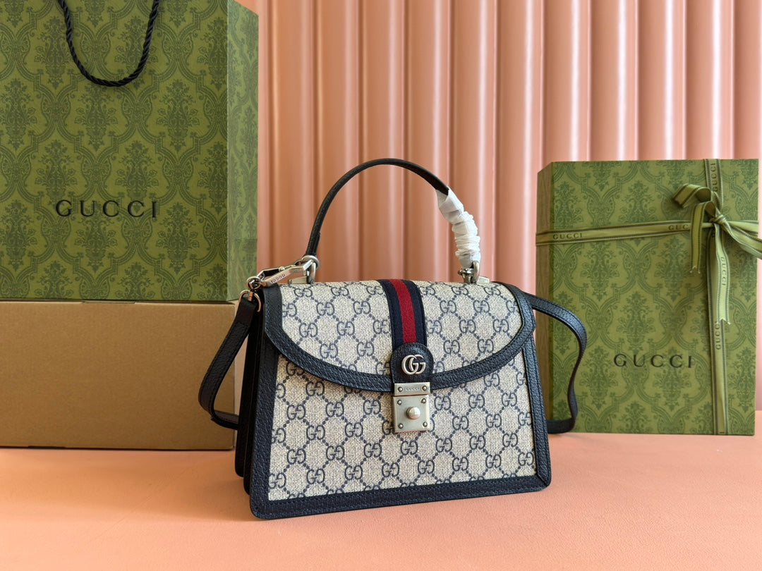 Gucci Ophidia 25cm Bag Ebony Black Canvas Leather 248493 mysite