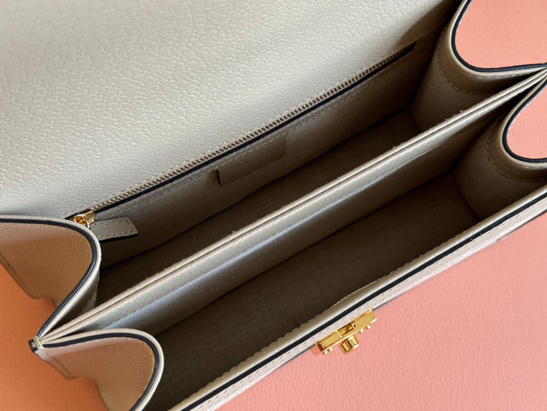 Gucci Ophidia 25cm Bag Beige White Canvas Leather 248494 mysite