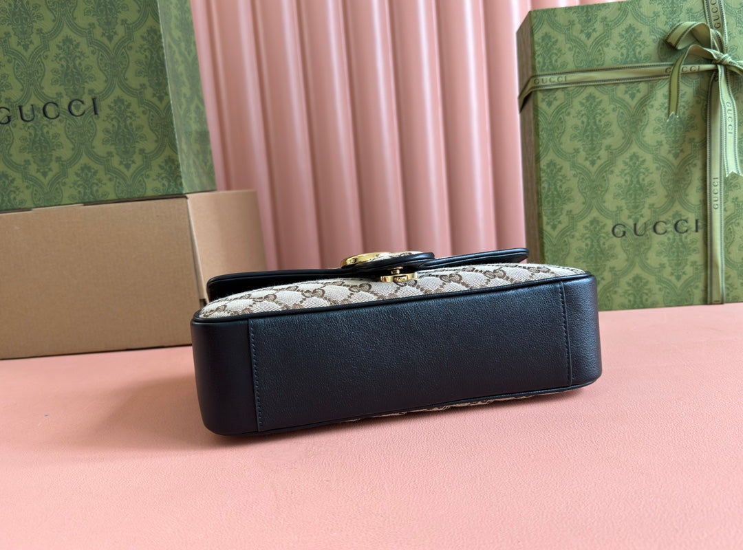 Gucci Marmont Bag 26 Beige mix Brown Canvas 240072 mysite