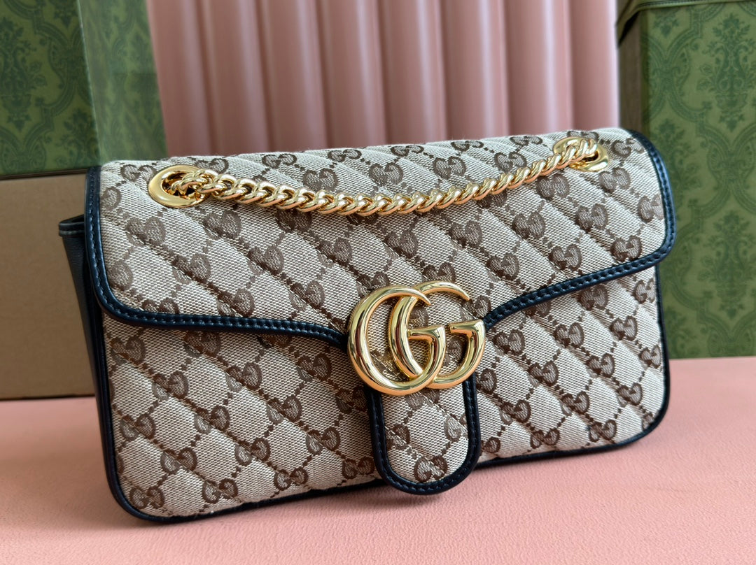 Gucci Marmont Bag 26 Beige mix Brown Canvas 240072 mysite