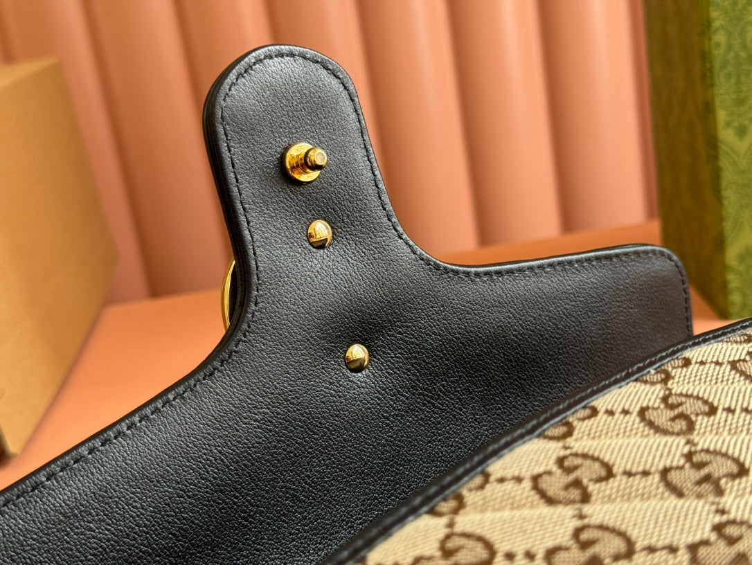 Gucci Marmont Bag 26 Beige mix Brown Canvas 240072 mysite