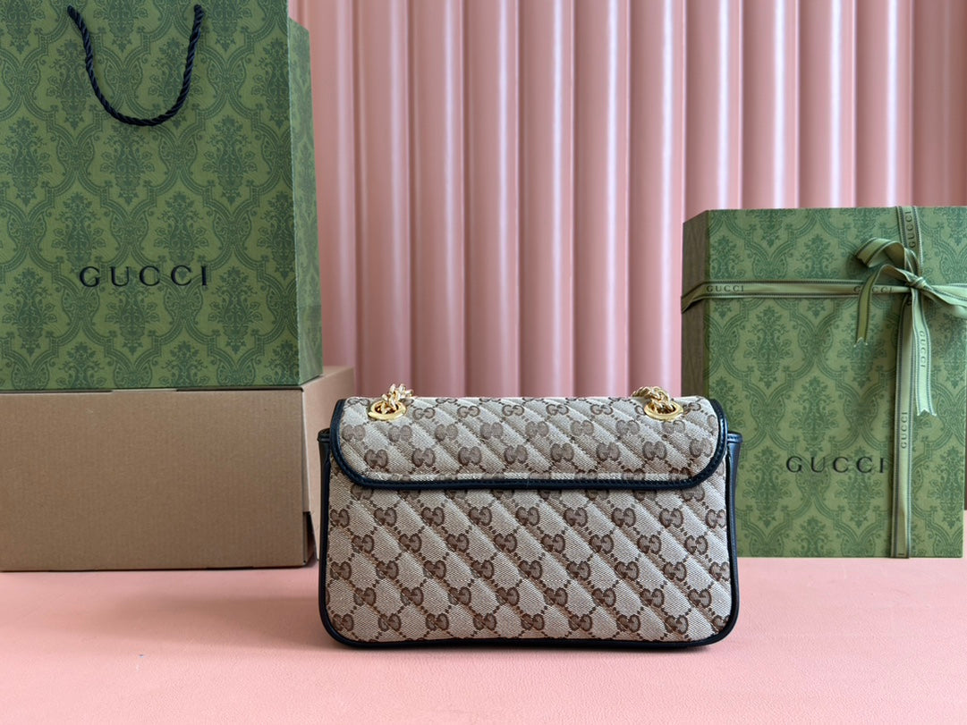 Gucci Marmont Bag 26 Beige mix Brown Canvas 240072 mysite