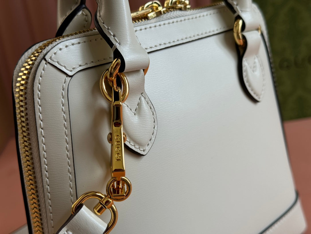 GG Horsebit 1955 Small Top Handle Bag Beige & Dark Brown GG Monogram Fabric 272172 mysite