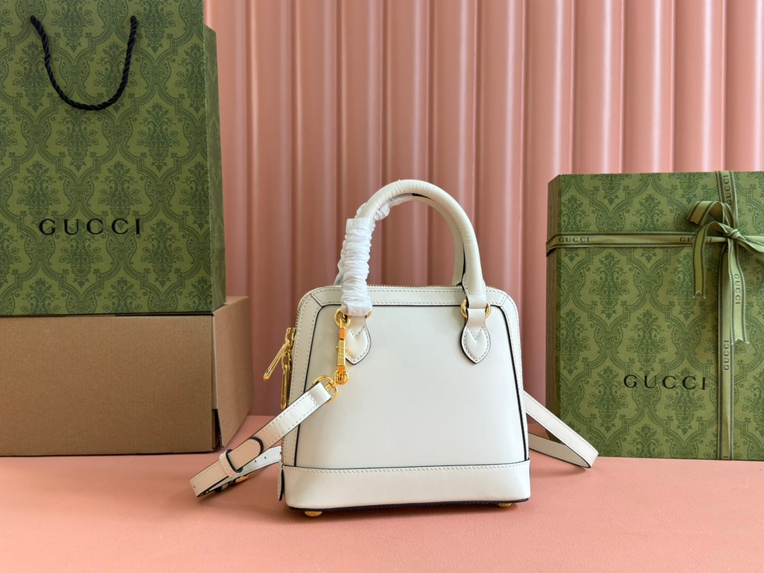 GG Horsebit 1955 Small Top Handle Bag Beige & Dark Brown GG Monogram Fabric 272172 mysite