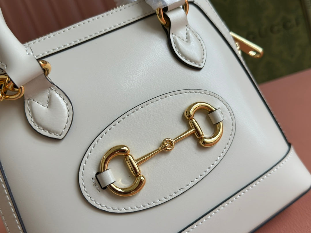 GG Horsebit 1955 Small Top Handle Bag Beige & Dark Brown GG Monogram Fabric 272172 mysite