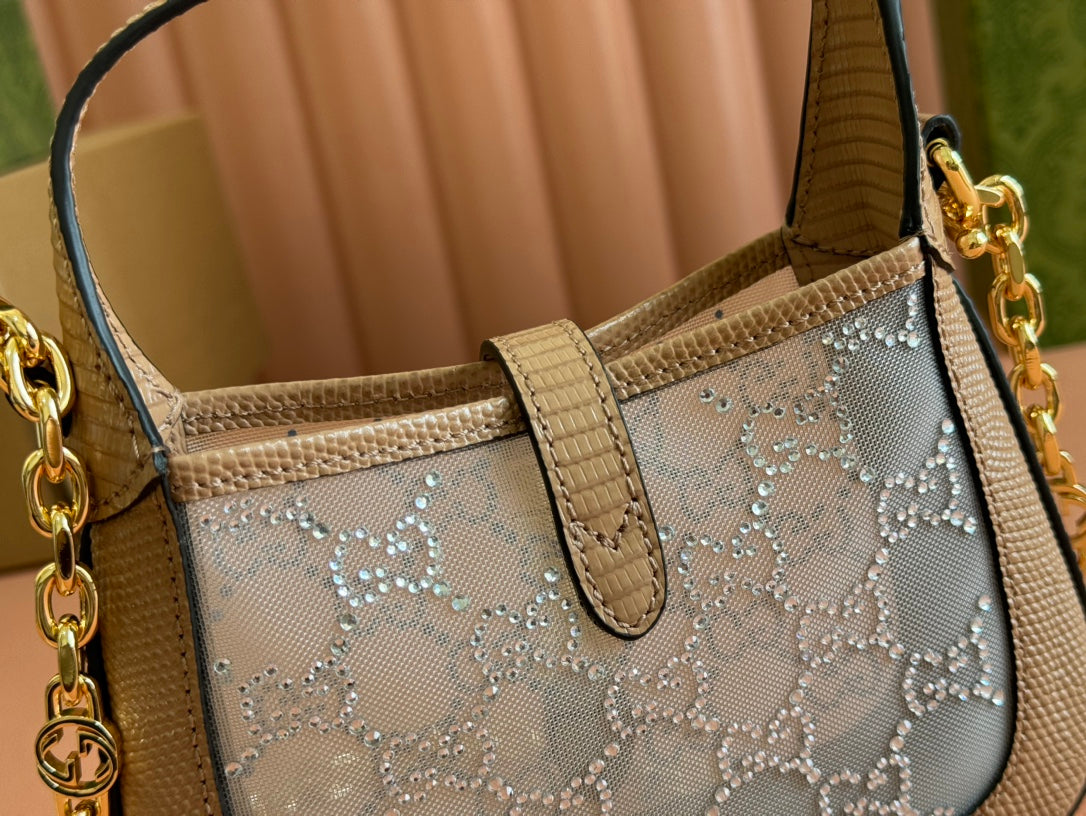 Gucci Jacket Bag Pink Lizard Rhinestones 248588 mysite