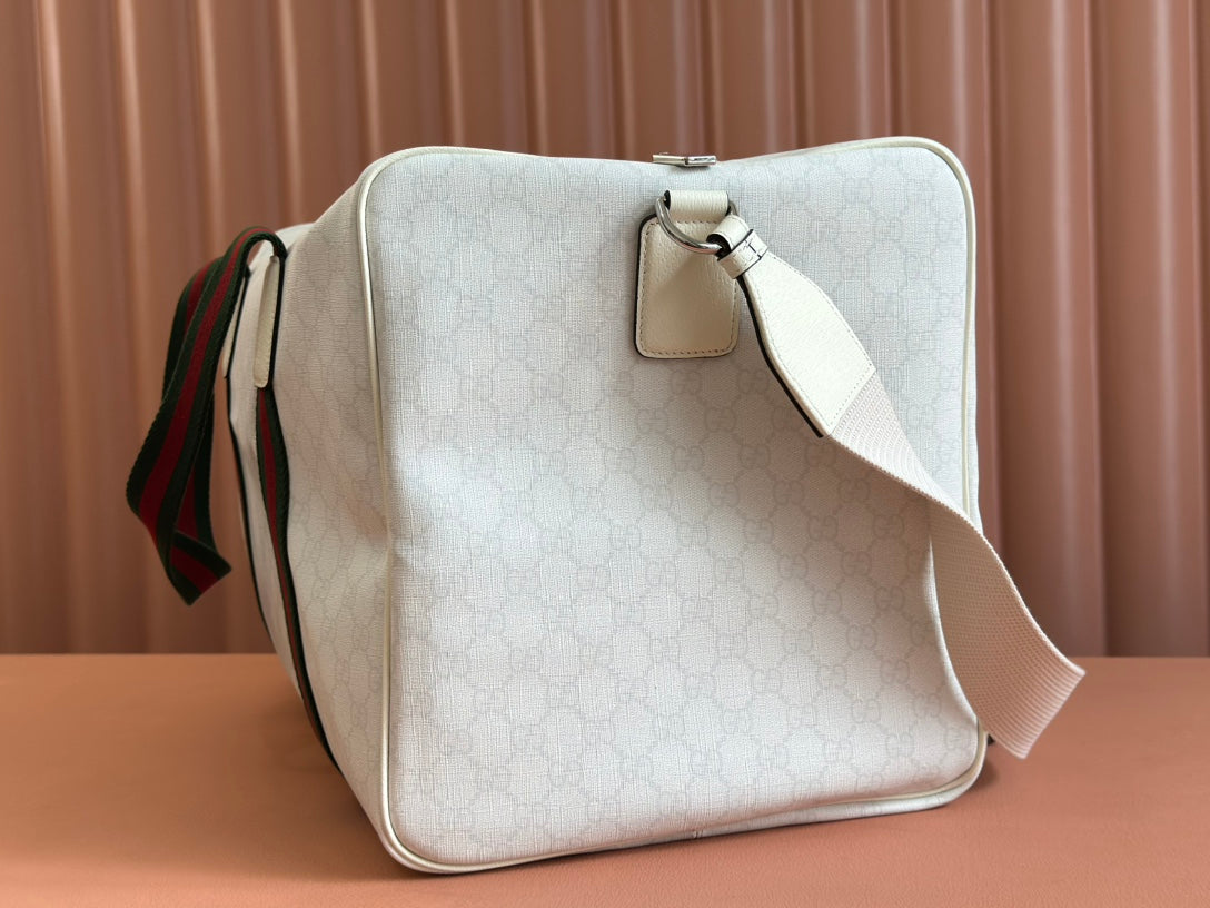 Gucci Travel Bag White Red Canvas 239930