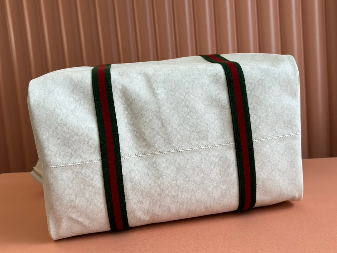 Gucci Travel Bag White Red Canvas 239930