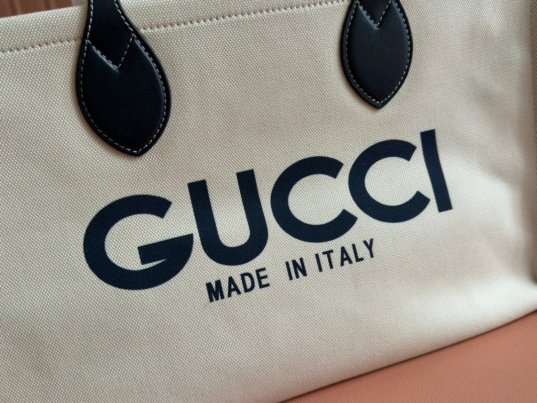 Gucci Medium Tote Bag Blue White Leather Canvas 248186 mysite