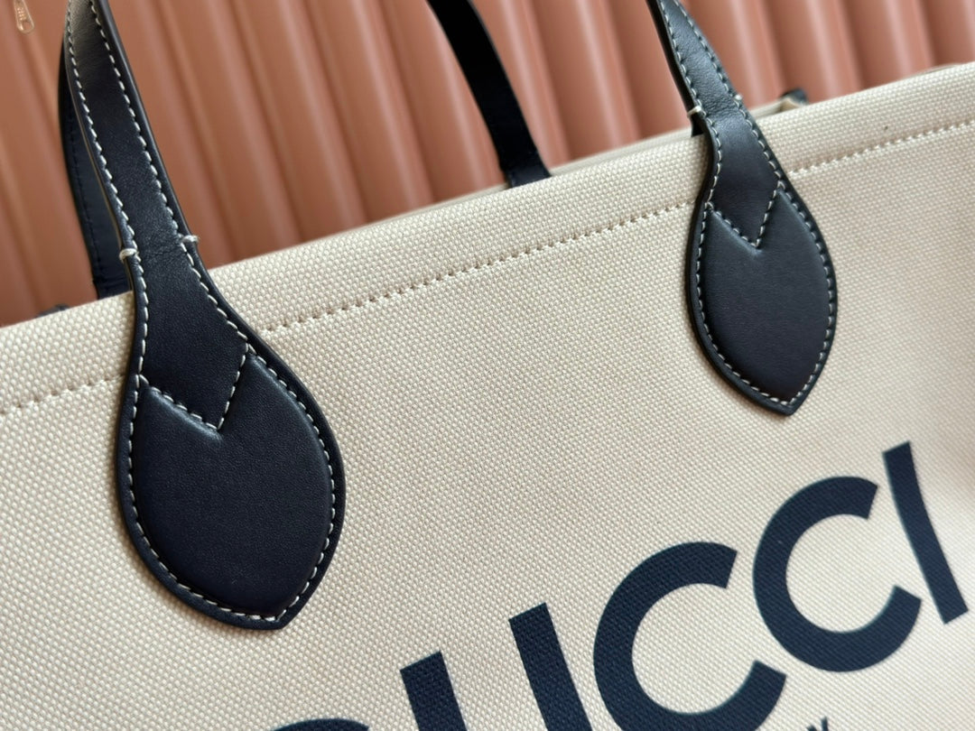 Gucci Medium Tote Bag Blue White Leather Canvas 248186 mysite