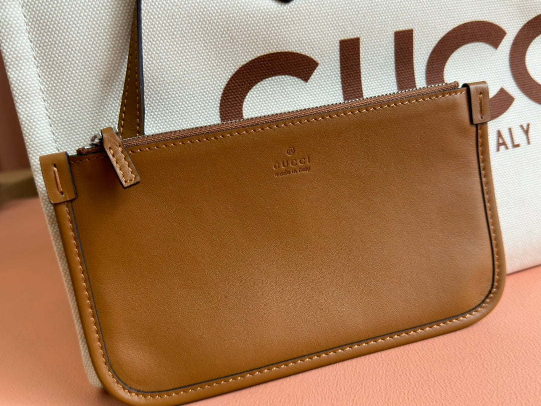 Gucci Medium Tote Bag Brown White Leather Canvas 248187 mysite