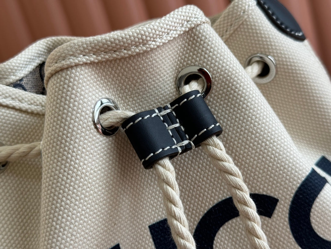 Gucci Bucket Bag Blue White Leather Canvas mysite