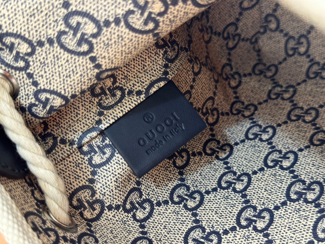 Gucci Bucket Bag Blue White Leather Canvas mysite