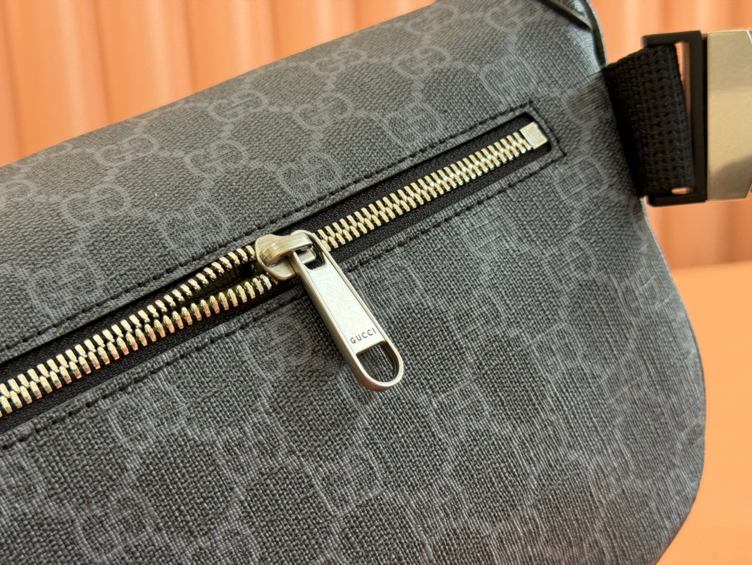 Gucci Interlocking G belt bag Black Leather Canvas 248163 mysite