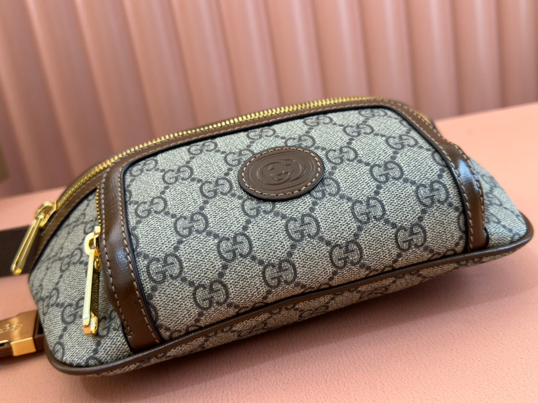 Gucci Interlocking G belt bag Brown mix Ebony Leather Canvas 248164 mysite