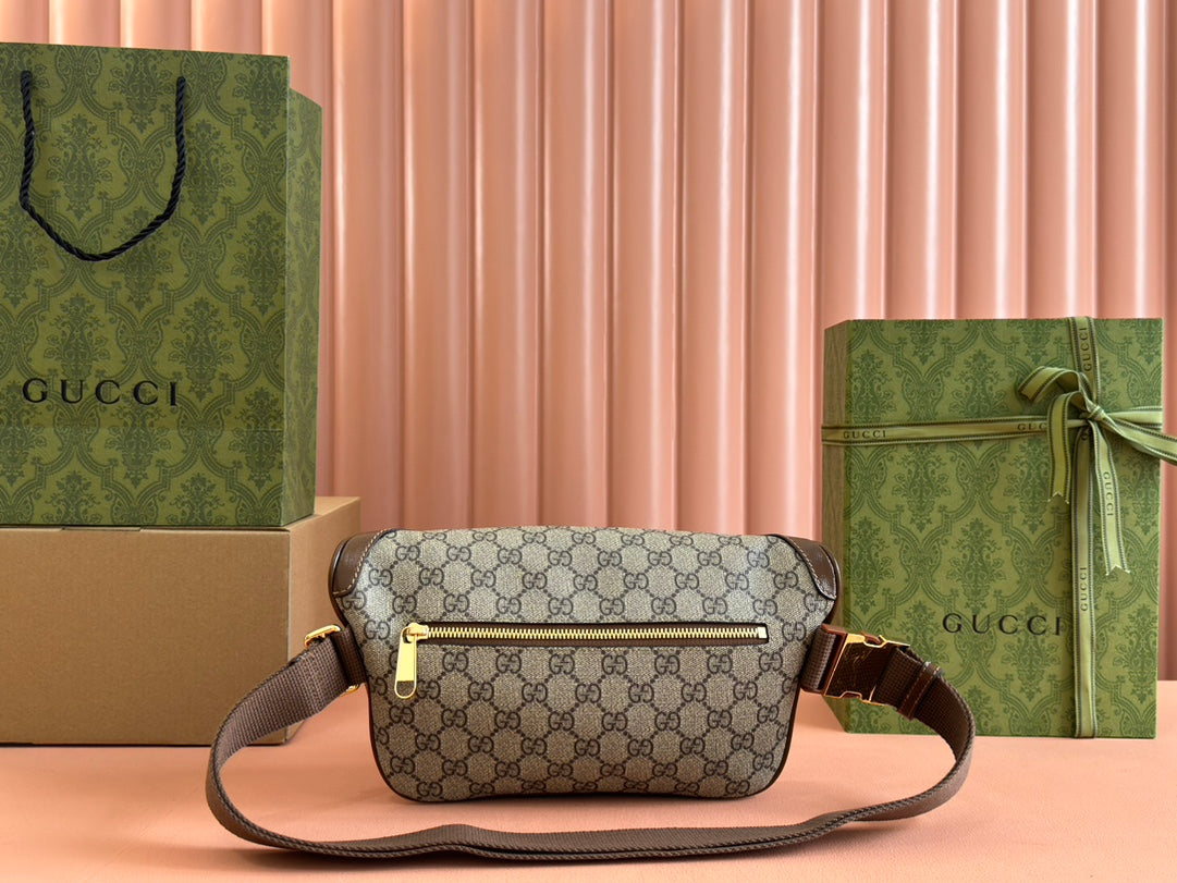 Gucci Interlocking G belt bag Brown mix Ebony Leather Canvas 248164 mysite