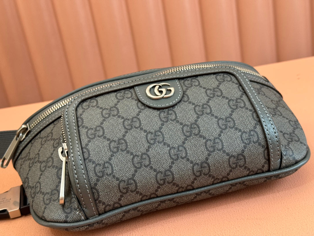 Gucci Interlocking G belt bag Gray Leather Canvas 248165 mysite