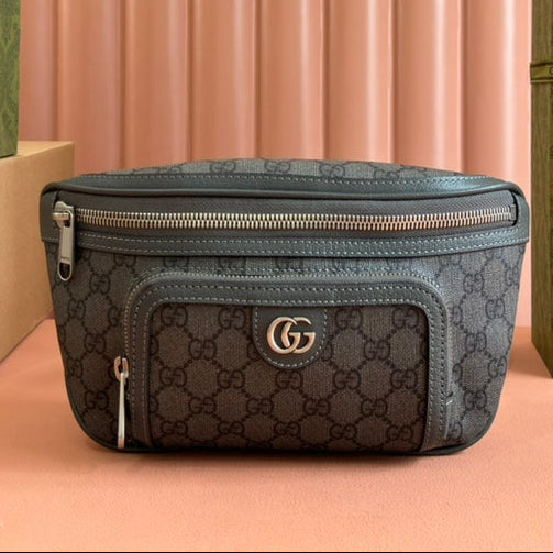 Gucci Interlocking G belt bag Gray Leather Canvas 248165 mysite