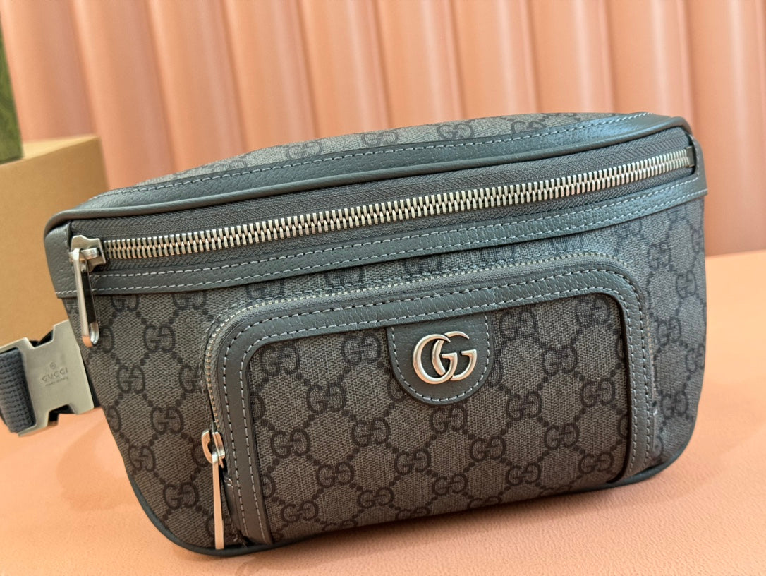 Gucci Interlocking G belt bag Gray Leather Canvas 248165 mysite