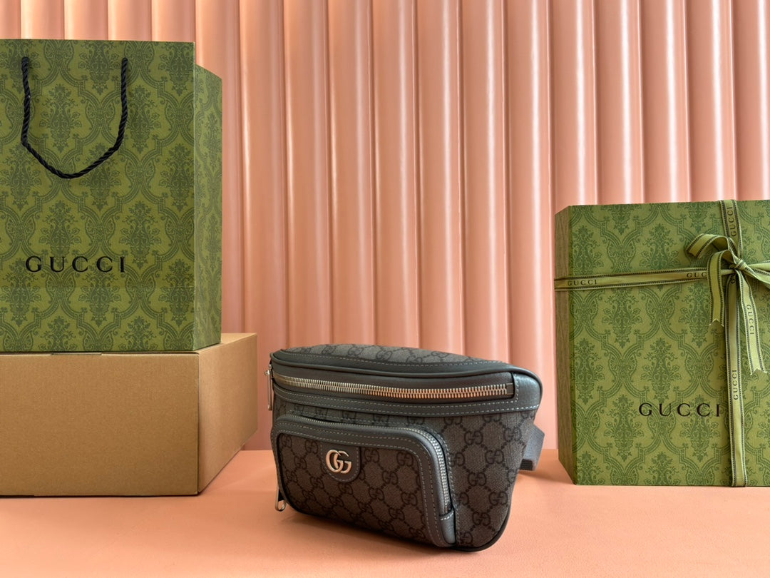 Gucci Interlocking G belt bag Gray Leather Canvas 248165 mysite