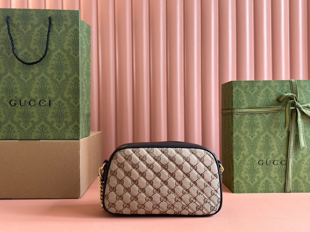 Gucci Marmont Bag 24 Beige mix Brown Canvas 240076 mysite