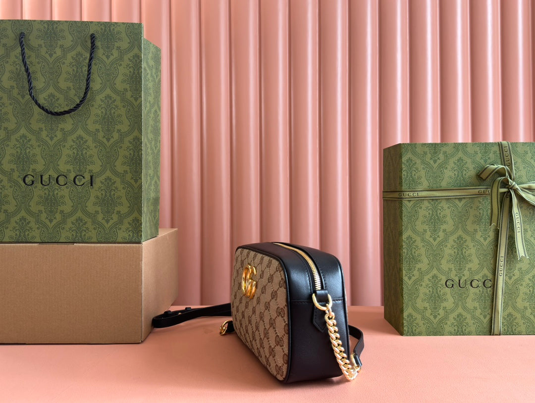 Gucci Marmont Bag 24 Beige mix Brown Canvas 240076 mysite