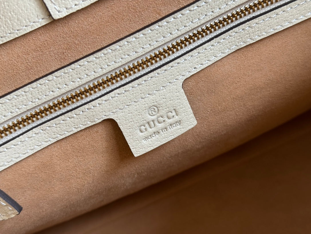 Gucci Ophidia 38cm Bag Ebony White Leather Canvas 244457 mysite