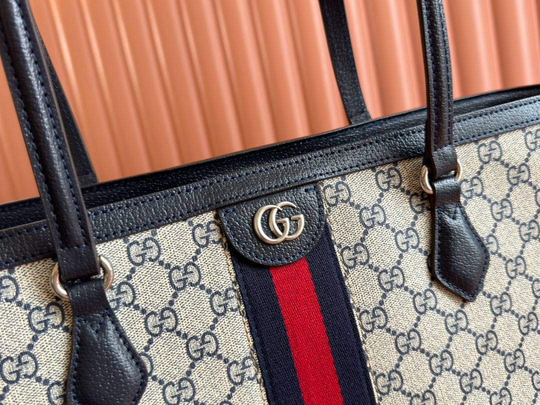 Gucci Ophidia 38cm Bag Ebony Black Leather Canvas 244456 mysite