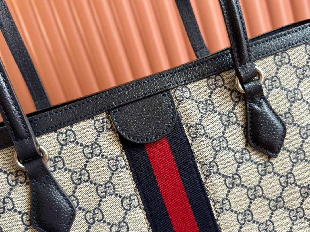 Gucci Ophidia 38cm Bag Ebony Black Leather Canvas 244456 mysite