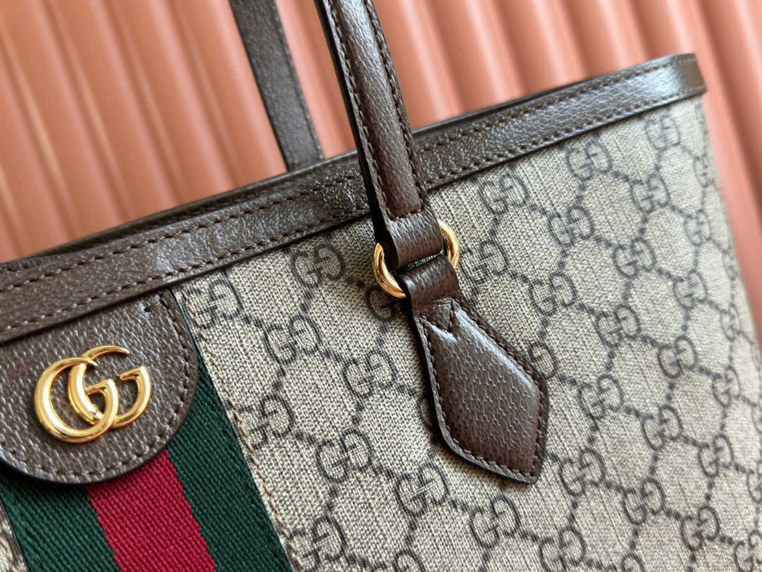 Gucci Ophidia 38cm Bag Ebony Brown Leather Canvas 244454 mysite