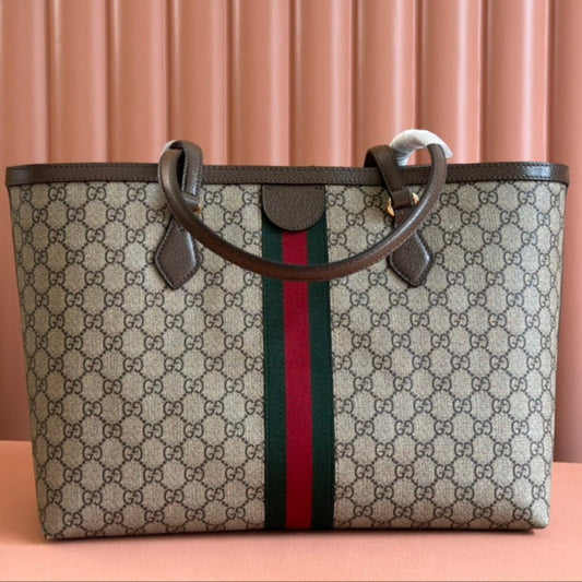 Gucci Ophidia 38cm Bag Ebony Brown Leather Canvas 244454 mysite