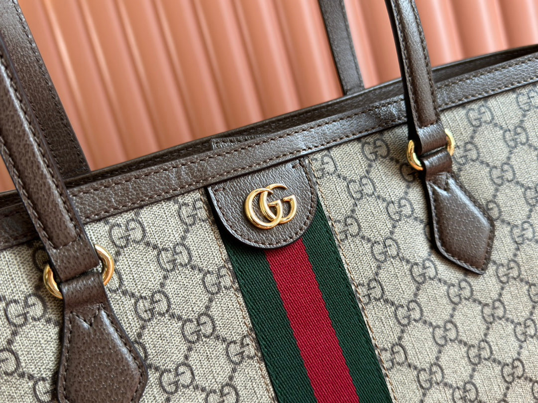 Gucci Ophidia 38cm Bag Ebony Brown Leather Canvas 244454 mysite