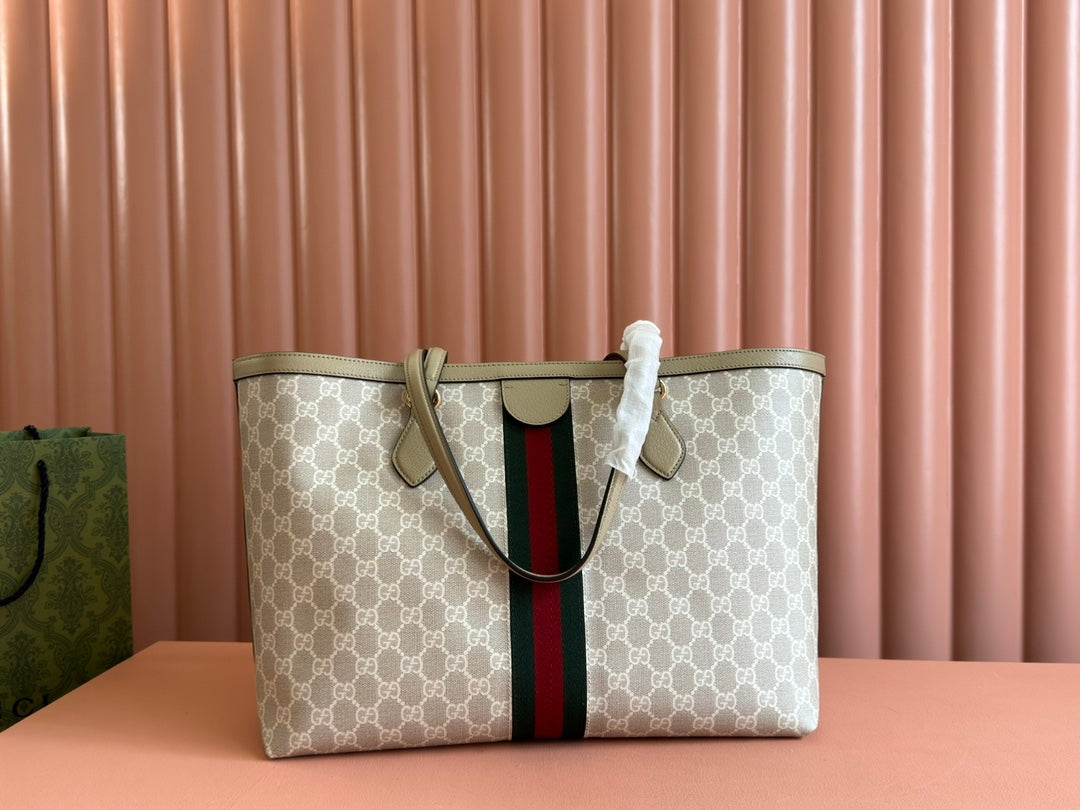 Gucci Ophidia 38cm Bag Beige White Leather Canvas 244453 mysite