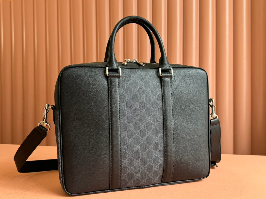 Gucci Briefcase 36.5cm Black Leather Canvas 239949 mysite