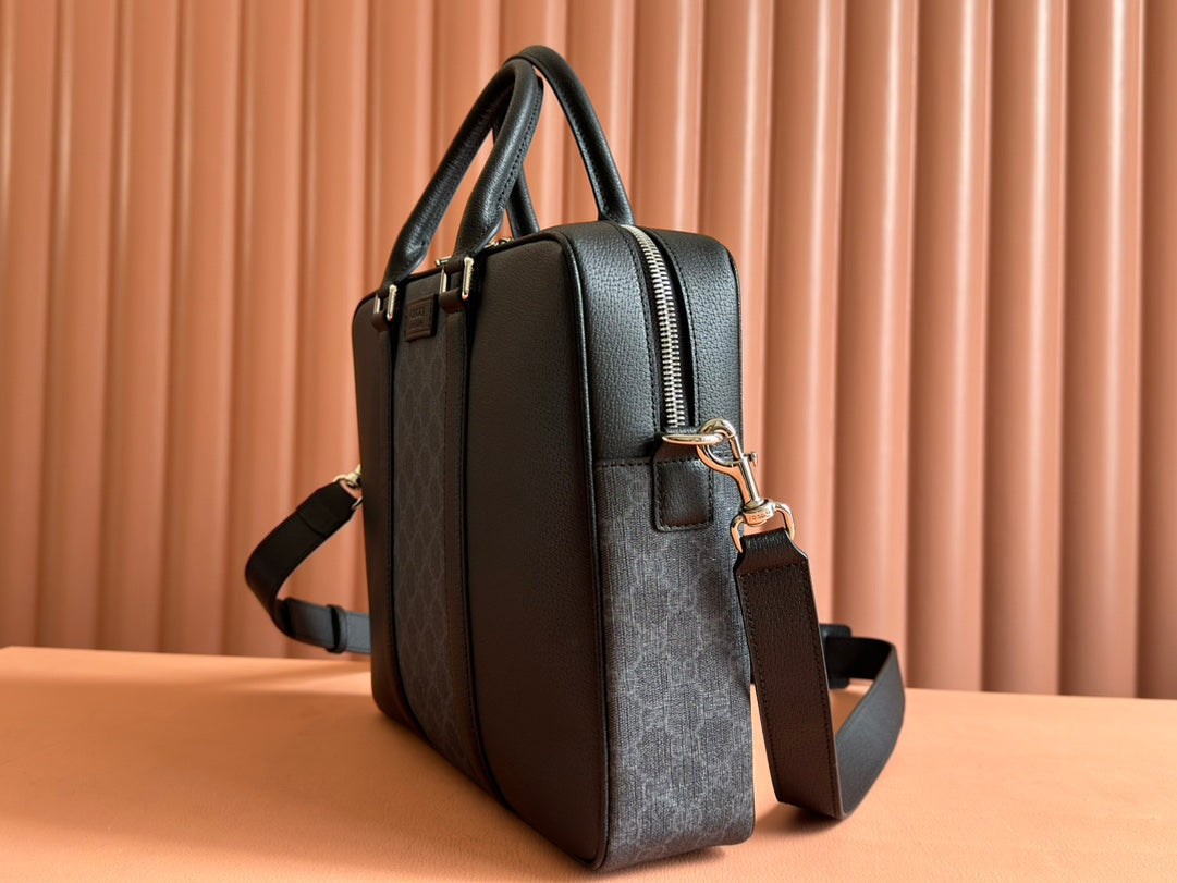 Gucci Briefcase 36.5cm Black Leather Canvas 239949 mysite