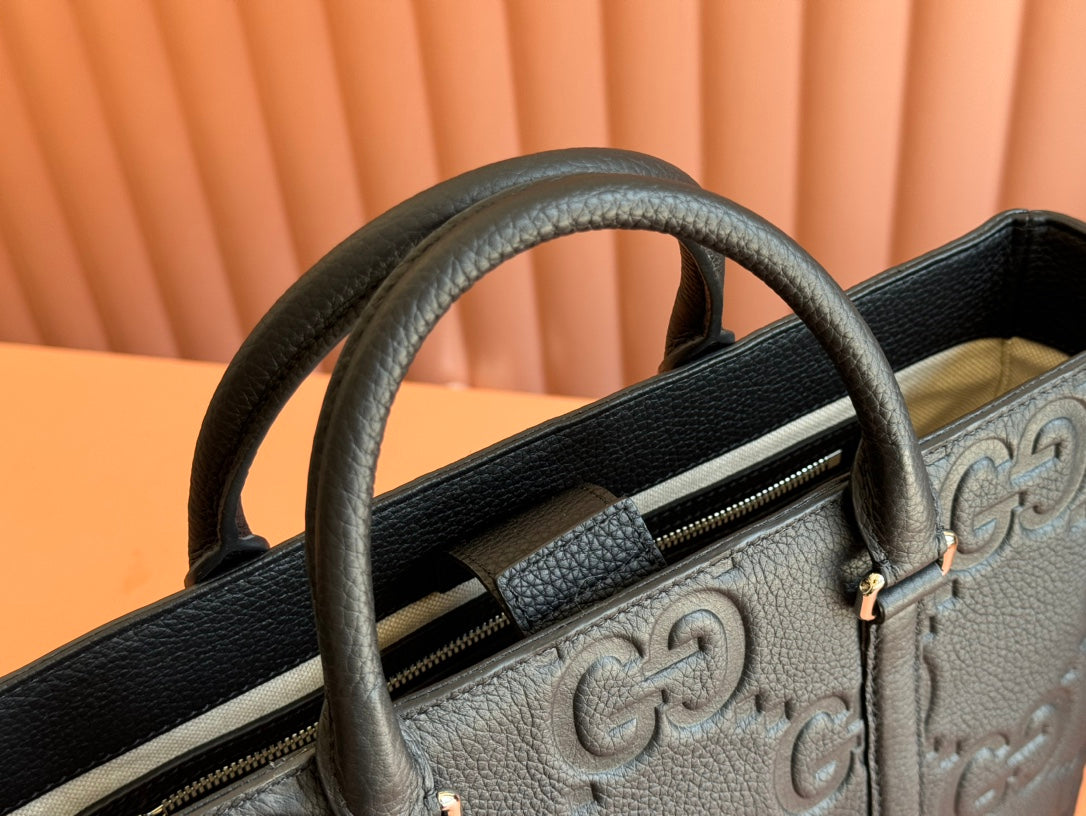 Gucci Medium Bag 42cm Black Embossed Leather 248521 mysite