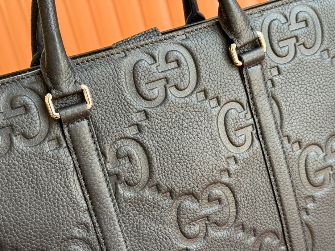 Gucci Medium Bag 42cm Black Embossed Leather 248521 mysite