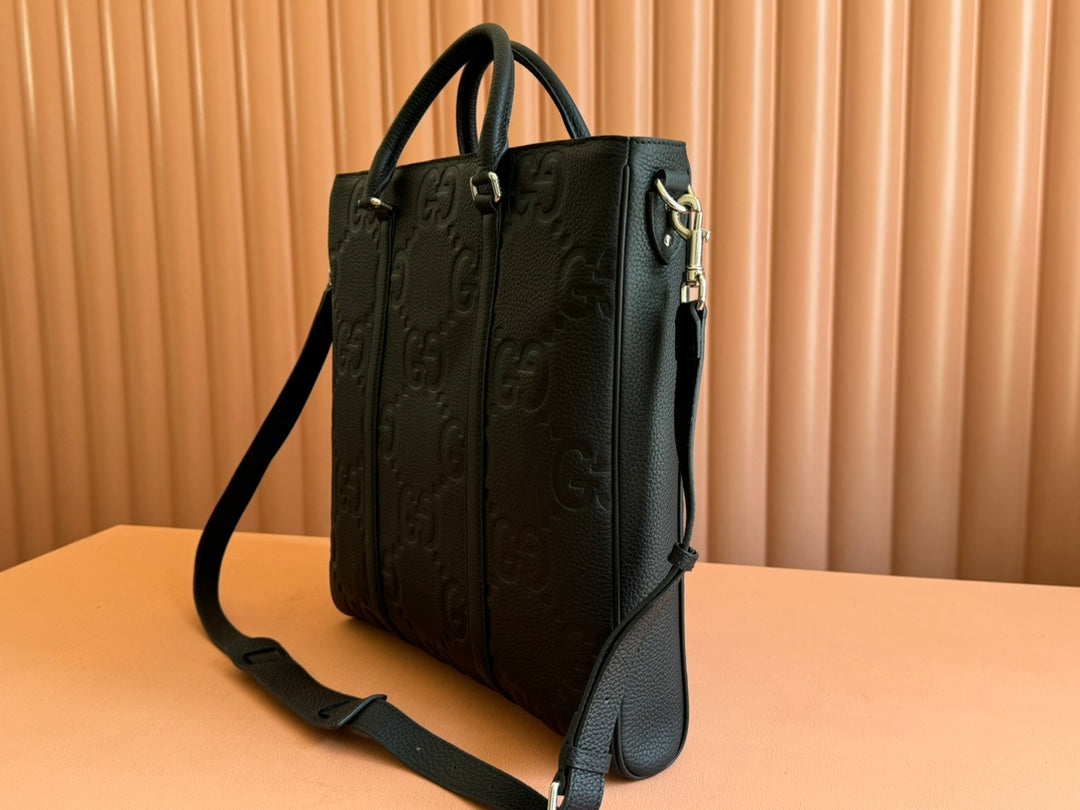 Gucci Medium Bag 42cm Black Embossed Leather 248521 mysite