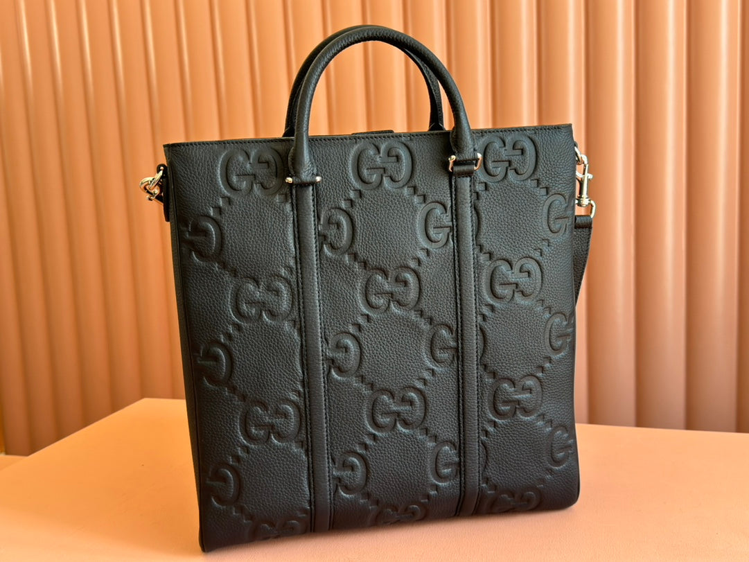 Gucci Medium Bag 42cm Black Embossed Leather 248521 mysite