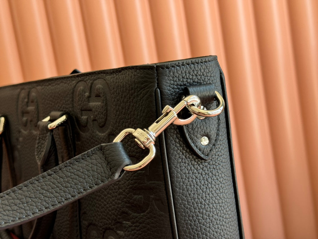 Gucci Medium Bag 42cm Black Embossed Leather 248521 mysite